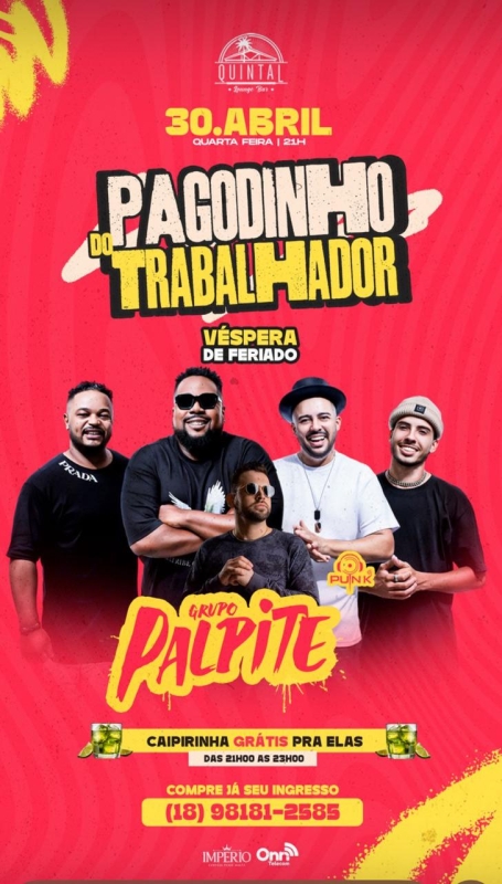 Evento quintal-lounge-bar---quarta-feira--3004--21h30--grupo-palpite--dj